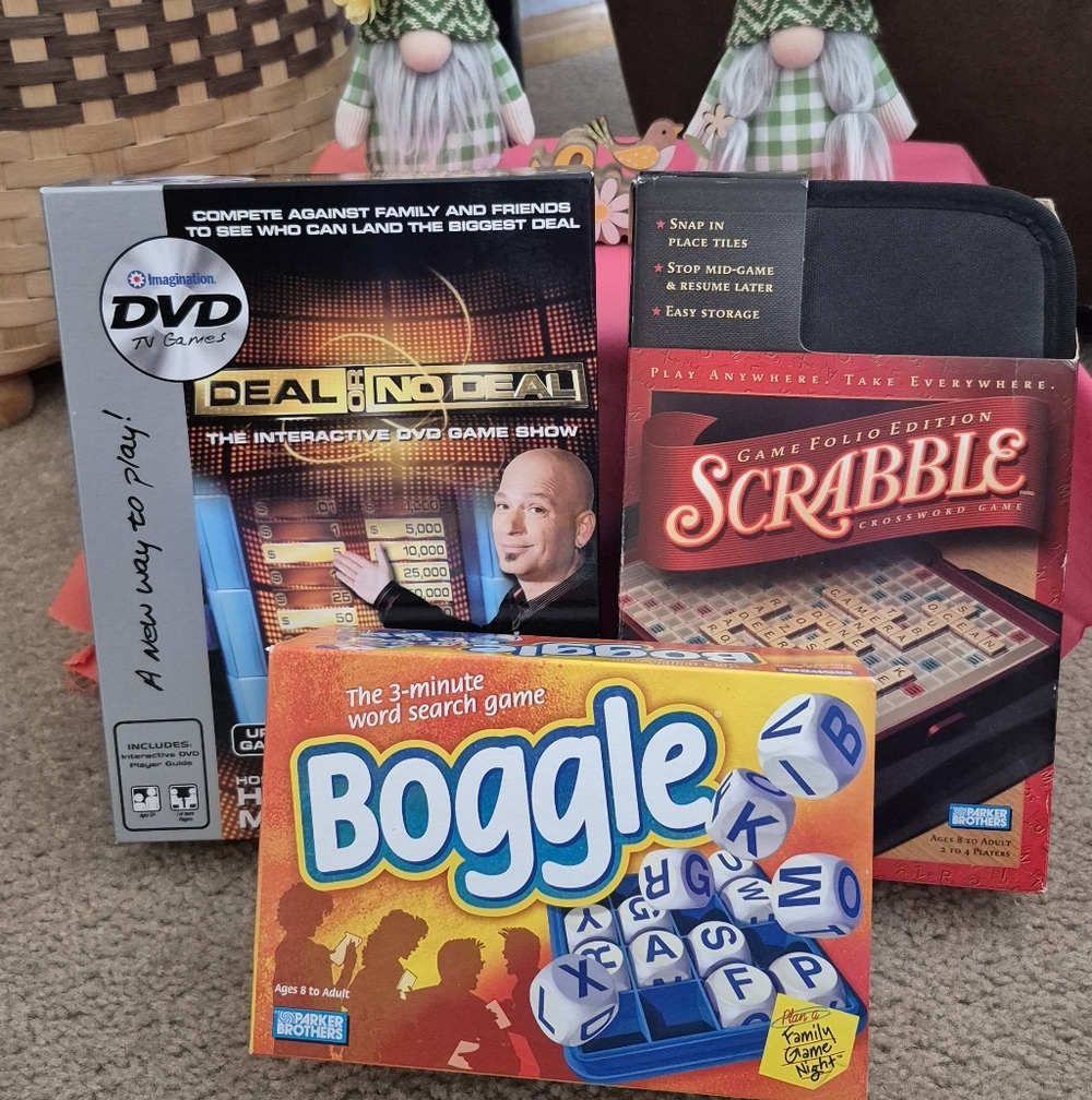 IN GOOD CONDITION! Trio Of Classic Games. Boggle, Scrabble And Deal Or No Deal